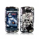 BLACK/SILVER SKULLS DESIGN CASE + Screen Protector + Car Charger for LG OPTIMUS S