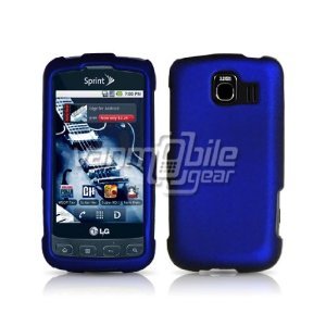 BLUE HARD RUBBERIZED CASE + Screen Protector + Car Charger for LG OPTIMUS S