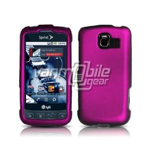 ROSE PINK HARD RUBBERIZED CASE + Car Charger for LG OPTIMUS S