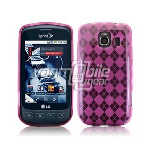 PINK ARGYLE DESIGN TPU CASE + Car Charger for LG OPTIMUS S