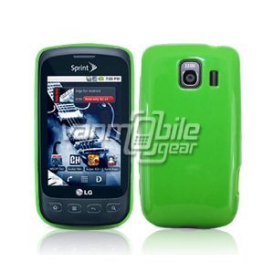 SOLID GREEN GLOSSY TPU CASE + Screen Protector + Car Charger for LG OPTIMUS S