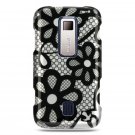 BLACK FLOWERS DESIGN CASE + LCD SCREEN PROTECTOR for Huawei Ascend