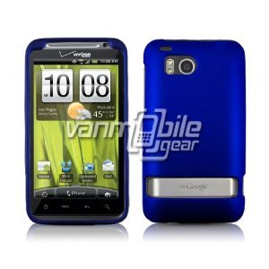 BLUE RUBBERIZED CASE + Screen Protector + CAR CHARGER for HTC THUNDERBOLT