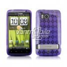 PURPLE ARGYLE DESIGN TPU CASE + Screen Protector + Car Charger for HTC THUNDERBOLT