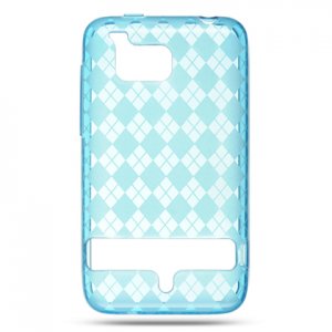Blue ARGYLE DESIGN TPU CASE + Screen Protector + Car Charger for HTC THUNDERBOLT