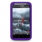 PURPLE SOFT SILICONE SKIN CASE COVER + SCREEN PROTECTOR for HTC THUNDERBOLT