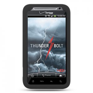 Black SOFT SILICONE SKIN CASE COVER + Screen Protector for HTC THUNDERBOLT