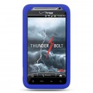 Blue SOFT SILICONE SKIN CASE COVER + Car Charger for HTC THUNDERBOLT