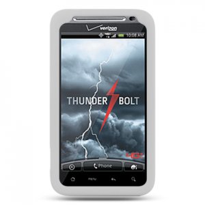 Clear SOFT SILICONE SKIN CASE COVER + Screen Protector + Car Charger for HTC THUNDERBOLT