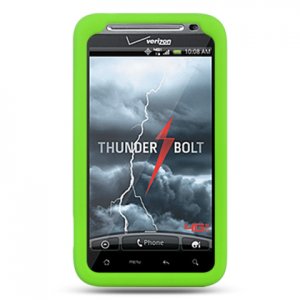 Green SOFT SILICONE SKIN CASE COVER + Screen Protector for HTC THUNDERBOLT