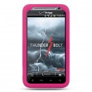 Pink SOFT SILICONE SKIN CASE COVER + Screen Protector for HTC THUNDERBOLT