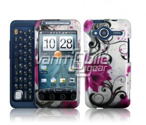 HTC Evo Shift 4G Pink Lotus Design Hard 2-pc Plastic Case + Car Charger