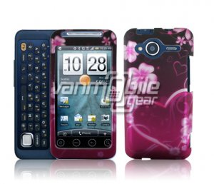 HTC Evo Shift 4G Pink Hearts/Flowers Design Hard 2-pc Plastic Case