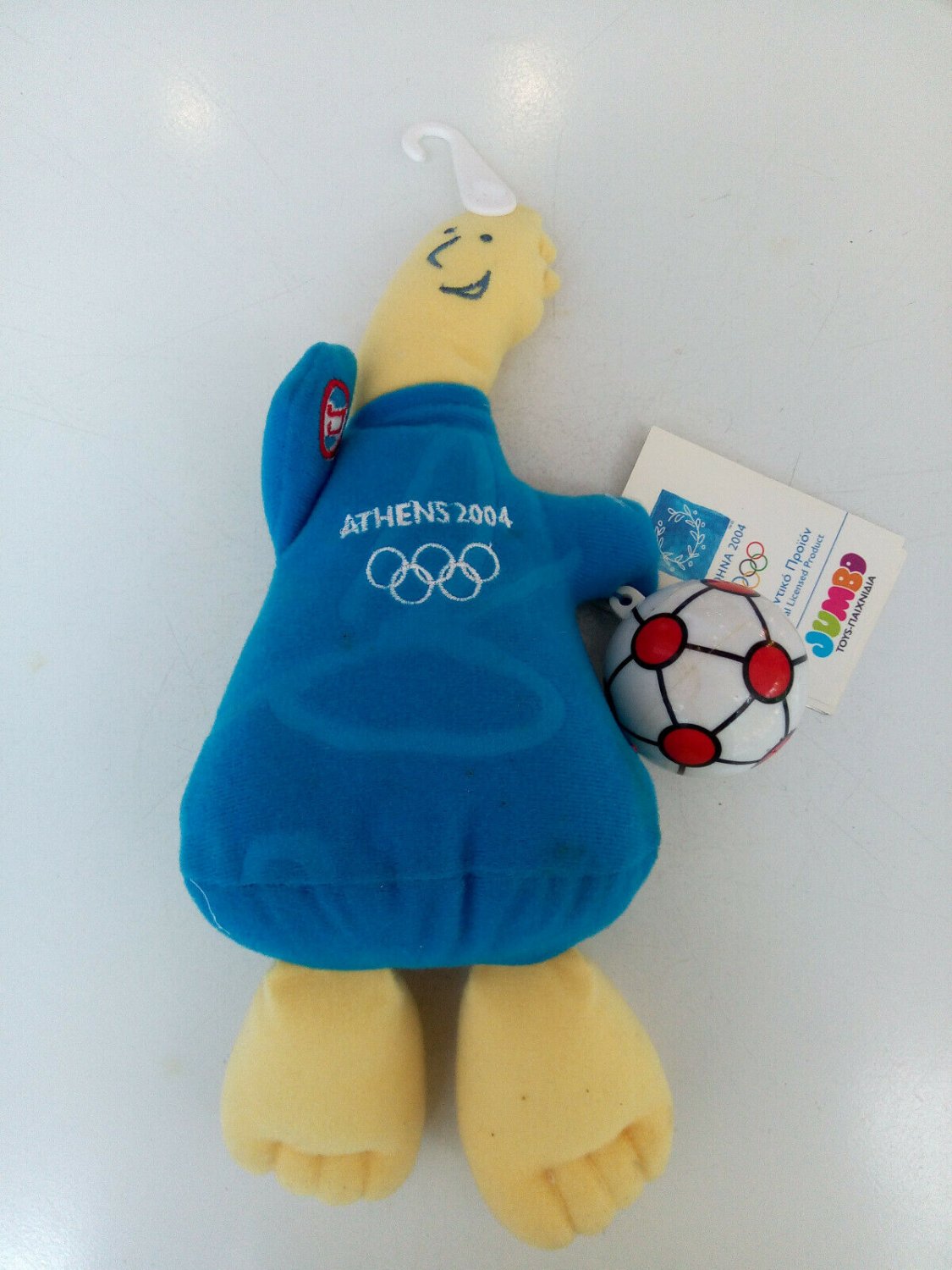 2004 Athens olympic games official phoebus mascot with soccer ball