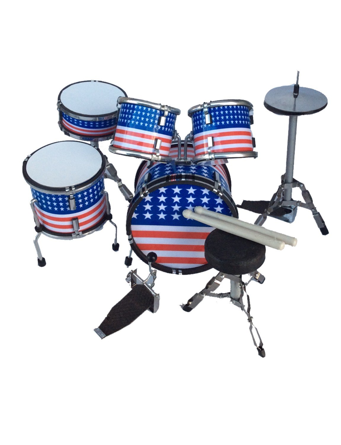 Miniature drum set decorative USA flag