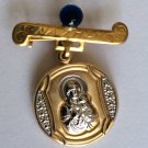 14k gold baby pin brooch with blue eye . Baptism gift