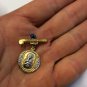 14k gold baby pin brooch with blue eye . Baptism gift