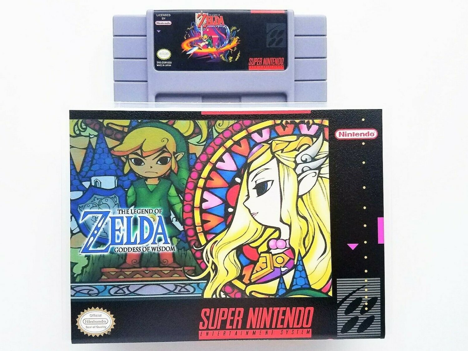 Legend of Zelda Goddess of Wisdom Game / Case - Super Nintendo SNES (USA Seller)