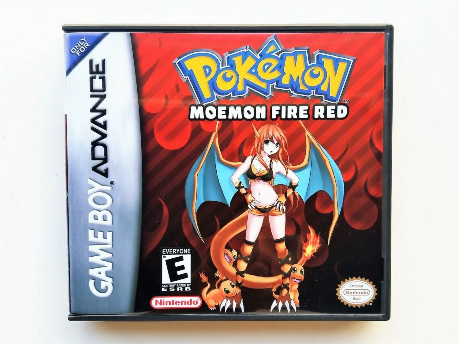 Pokemon Moemon Fire Red Game / Case - GBA Gameboy Advance Anime Fan Made Mo...