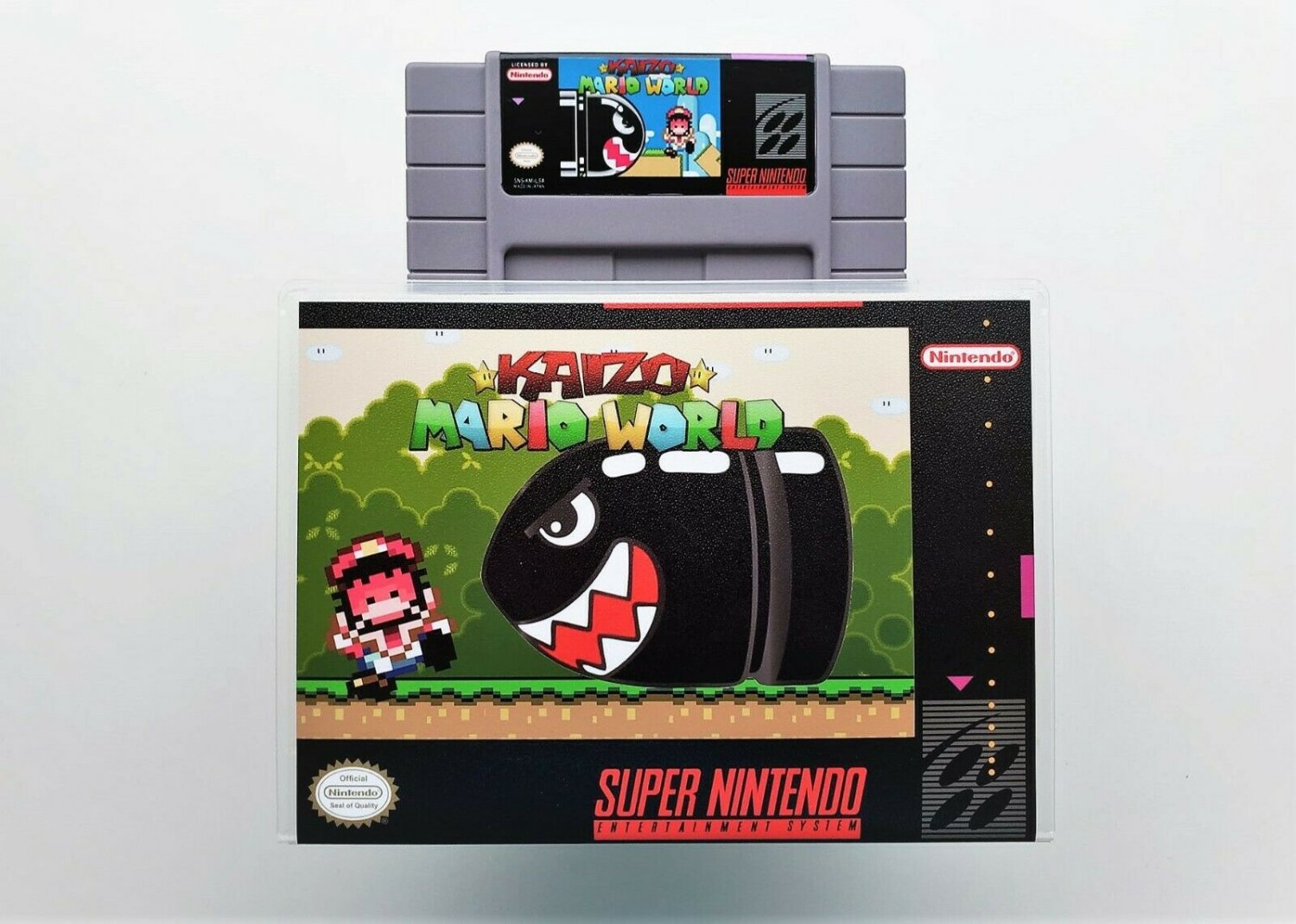 Kaizo Mario World 1 - Game / Case (Super Nintendo SNES) SMW Fan Made USA Seller