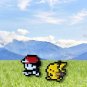 Pokemon Ash and Pikachu 8 bit - Metal Enamel Pins