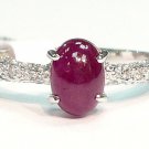 18K White Gold Ruby 0.30cts. Center Stone & Diamond Side Stone Ring
