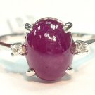 18K White Gold Ruby 2.57cts. Center Stone & Diamond Side Stone Ring