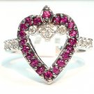 18K White Gold 0.17cts. Diamond & 0.38 Ruby Ring