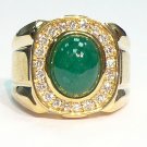 9K Yellow Gold 0.38cts Diamond & 4.67cts. Emerald Men's Ring