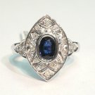 14K White Gold 0.30cts. Diamond & 0.50cts. Sapphire Diamond Ring