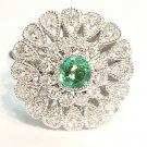18K White Gold 0.43cts. Diamond & 0.23cts. Emerald Ring