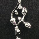 18K White Gold 0.06 Diamond & 0.07 Pink Sapphire Pendant