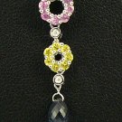 18K White Gold 0.01cts Diamond, 0.37cts Pink & Yellow Sapphire, 0.87cts Briolette Pendant