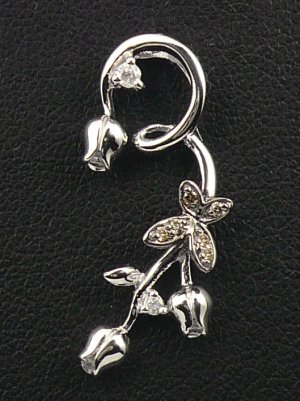 18K White Gold 0.09cts Diamond & 0.04cts Brown Diamond Penant