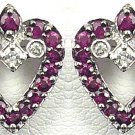 18K White Gold 0.09cts Diamond & 0.57cts. Ruby Earring