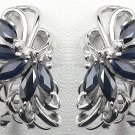 18K White Gold 0.10cts Diamond & 2.00cts Blue Sapphire Earring