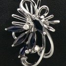 14K White Gold 0.06cts Diamond & 1.05cts Blue Sapphire Pendant