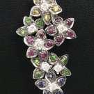 18K White Gold 0.28cts Diamond & 0.69cts Blue, Green, Pink, Yellow Sapphire Pendant