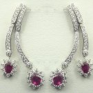 18K White Gold 2.23cts Diamond & 3.40cts Ruby Earring