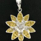 18K White Gold 0.07cts Diamond & 0.38cts Yellow Sapphire Pendant