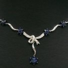 18K White Gold 0.25cts Diamond & 1.84 Blue Sapphire Necklace