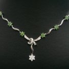 18K White Gold 0.59cts Diamond & 1.13cts Green Sapphire Necklace