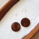 Brown Wood Circle Earrings
