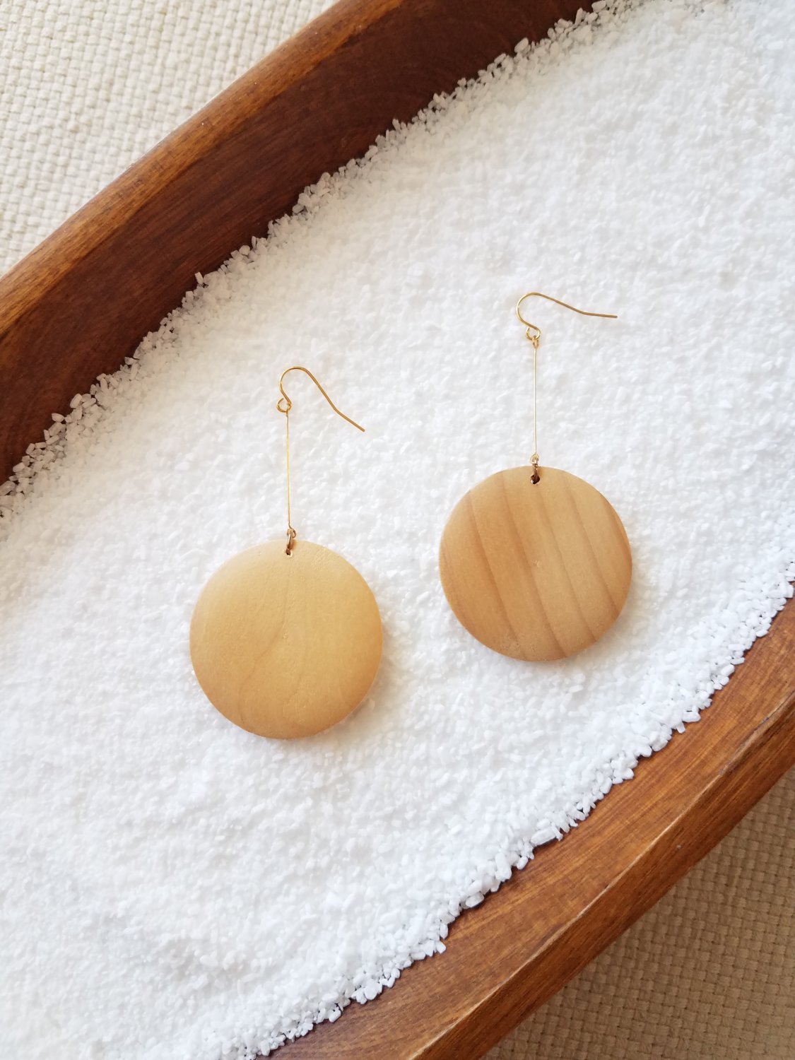 Natural Wood Circle Earrings