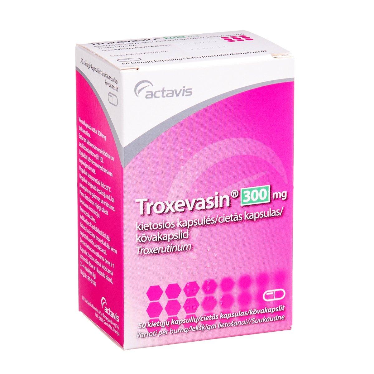 Troxevasin 300 mg hard capsules N50. Bioflavonoids for chronic venous