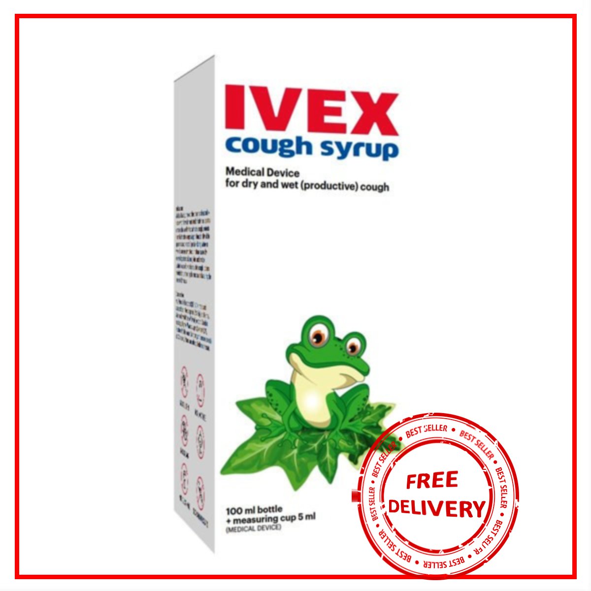Ivex Cough Syrup 100 ml for dry and wet (productive) cough.