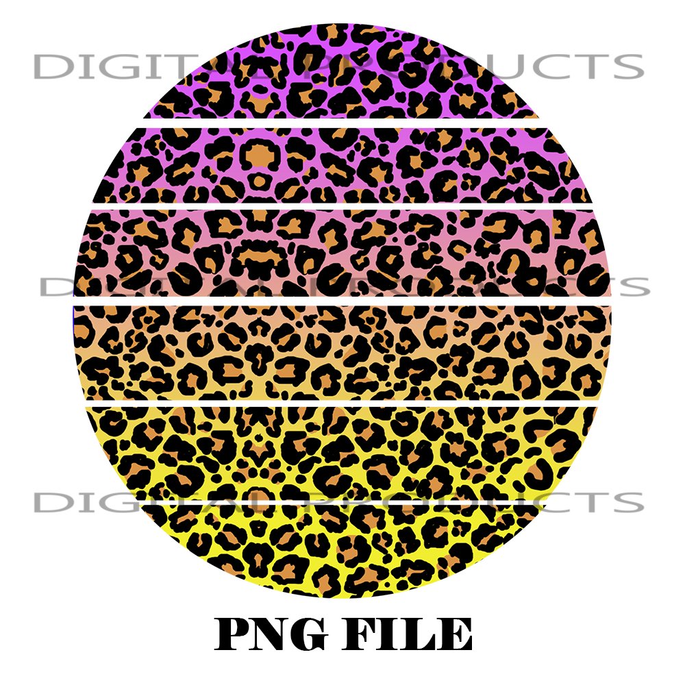 Sunset Yellow Purple Circle with Orange Leopard Spots PNG Sublimation Digital Download File