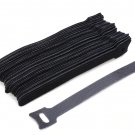 50Pcs Reusable Black Cable Cord Nylon Strap Hook Loop Ties Tidy Organiser Tool