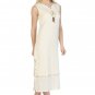 Women's Sleeveless Beaded Cream Midi Dress