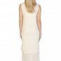 Women's Sleeveless Beaded Cream Midi Dress